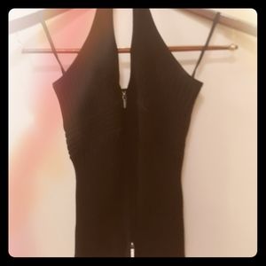 BEBE halter bodycon zip up top